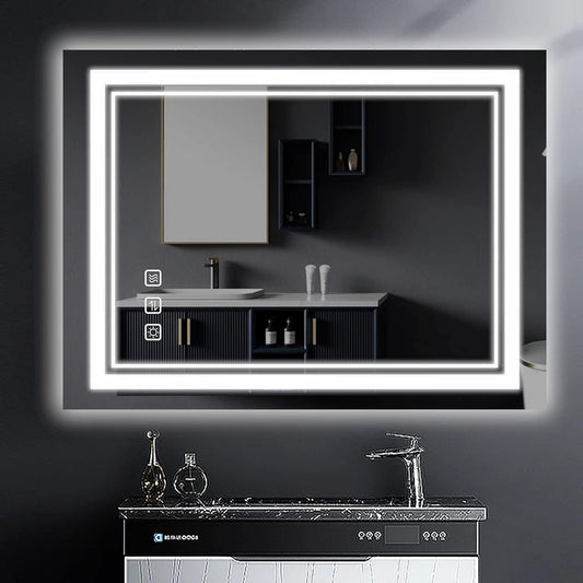 LED Mirror for Bathroom,24X32 Inch LED Bathroom Vanity Mirror,Adjustable Color Temperature Makeup Mirror,Touch Button Adjustable White/Warm/Natural Lights,Horizontal/Vertical